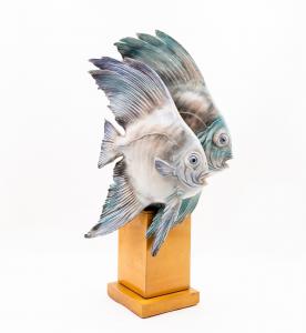 Manifattura Cacciapuoti, "Pesci Tropicali", firmato, Anni '30, Manifattura Cacciapuoti, “Tropical Fishes,” signed, 1930s