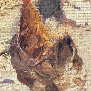 Antico dipinto olio su tela scena popolare di corte primi 900 mis 40 x cm 30 . Giuseppe Giardiello Napoli 1887 -1920. - Foto 6