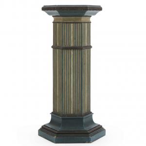 Colonna Esagonale In Legno Avorio E Turchese