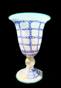 Vasenlampe aus überfangenem Glas mit Murrine-Einsätzen und Blattgold. Marke La Murrina. Einzelstück.