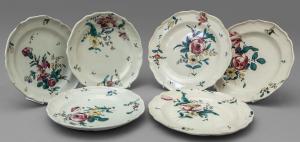 Six polychrome majolica plates signed J. Boselly, 18th century