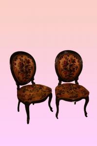 Gruppo di 4 sedie francesi stile Luigi Filippo del 1800 in legno di palissandro