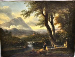 Van Loo Jules César Denis (Parigi, 1743 – 1821) Paesaggio con figure 