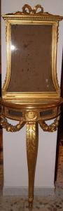 Antique French console from the 1800s in gold leaf gilded wood, Transition style