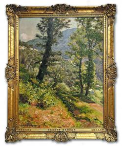 Alberto Helios Gagliardo, Entroterra di Liguria, olio firmato e datato