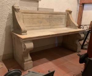 Antique bench in white Carrara marble
