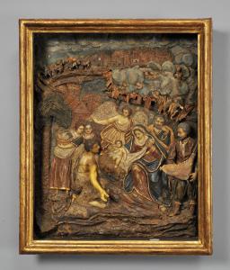 Adoration of the Child - Polychrome ceroplastic from the Neapolitan school, early 18th century