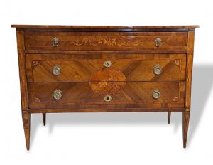 INLAID CHEST OF DRAWERS - LOMBARDY - 19TH CENTURY