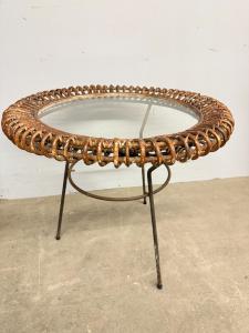 Bonacina Couchtisch aus Bambus und Eisen aus den 50er Jahren, 58x47cm