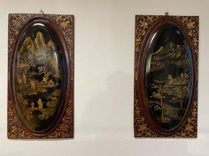 Par de painéis lacados chineses