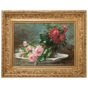 Gemälde "Rosen auf einem Tisch" signiert - O/5816 -