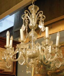 LAMP237 - Antiker Kristalllüster, Umfang 80 cm x H 90 cm