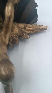 Mensola antica  angelo in legno dorato fine 700 , manifattura italiana -Antique Angel Shelf In Gilded Wood, Late 18th Century, Italian Manufacture - Foto 7