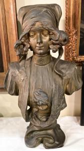 Busto di Fanciulla Henri Jacobs - Art Nouveau 1904