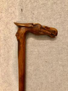 Boxwood cane depicting a man-horse figure.