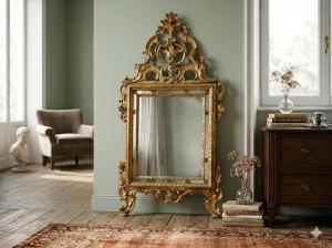 Louis XVI Carved and Silvered Wood Mirror - Restoration Included_car 3353