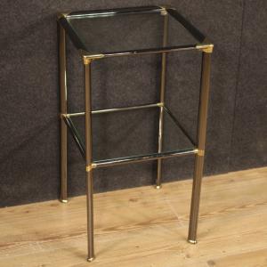 Mesa lateral de design italiano em metal e vidro