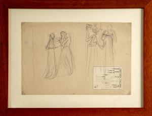 Rubaldo Merello, Estudos de figuras, lápis sobre papel