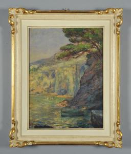 Pineta sul mare a Pieve Ligure, Berto Ferrari, olio firmato in basso a destra