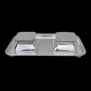 Large silver inkwell. Birmingham hallmark 1919. England.
