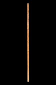 Beech wood tailor's measuring stick with official metric branding fire-branded.