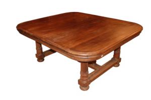 Large French square table from the 1800s in walnut wood