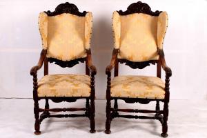 Coppia di poltrone in rovere inglesi del 1800