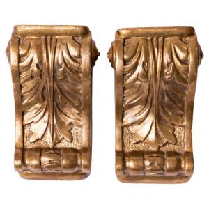 Pair of golden shelf brackets - O/6183 -