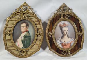 Pendant di miniature neoclassiche su avorio 