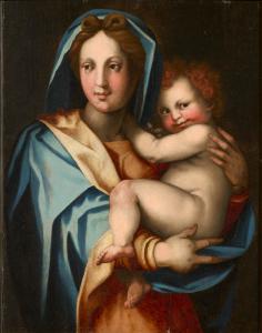 Madonna and Child, Workshop of Andrea del Sarto, pseudonym of Andrea d'Agnolo di Francesco (Florence 1486 - 1530) Attributable to Jacopo di Giovanni di Francesco, known as Jacone (Florence, 1492 - 1554)