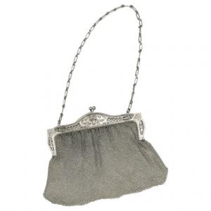 Antique silver mesh evening bag - G/409 -
