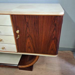 Art-déco-Sideboard aus Rosenholz und Pergament, Original, 1930er-40er Jahre - Foto 6