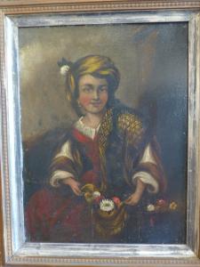 YOUNG EASTERN WOMAN OIL ON PANEL 1850