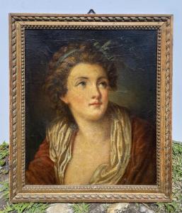 Cerchia di Jean-Baptiste Greuze (Tournus, 1725 – Parigi, 1805) - Ritratto di giovane dama. - Foto 5