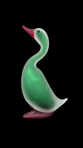 Anatra in vetro pesante acidato.Franco Moretti Murano.