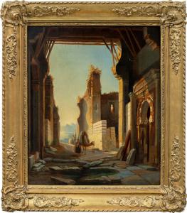 Orientalist painter (19th century) - View of an Arab city with a caravan.