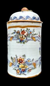 Vaso -scatola con coperchio a decoro floreale.Manifattura di Felice Clerici.Milano