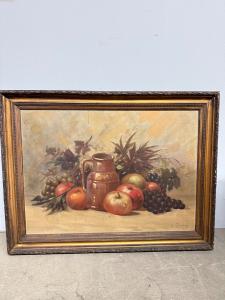 Altes Ölgemälde auf Leinwand, Stillleben mit Früchten, 1925, 60x55cm