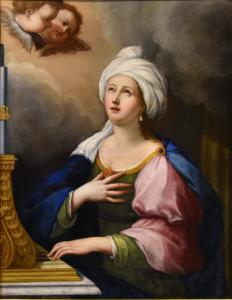 Santa Cecília e dois querubins, Lucas de la Haye, conhecido como Luca Fiammingo (Nivelles, 1612–Roma, 1682)