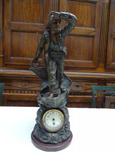 Grande orologio rappresentante marinaio Napoleone III 1880 Francia in antimonio