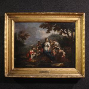 Antigo quadro veneziano do século XVIII, Moisés salvo das águas