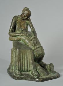 Adolfo Lucarini (Genua 1890-1959), Zeitlose mütterliche Zuneigung, Bronze mit grüner Patina