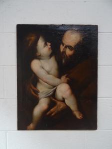 Olio su tela ANGELO CAROSELLI (1585-1652), attribuito Gesù con San Giuseppe