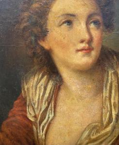 Cerchia di Jean-Baptiste Greuze (Tournus, 1725 – Parigi, 1805) - Ritratto di giovane dama. - Foto 6