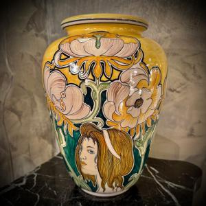 Vaso con volti e fiori – Galileo Chini