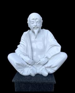 Large white earthenware statue with Chinese figure. Veneto.