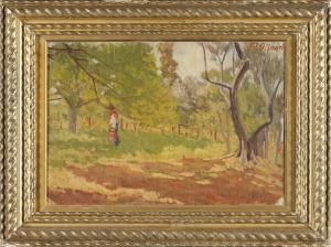 Eugenio Olivari (Genua 1882–1917) Unter Olivenbäumen, Öl auf Leinwand, rechts oben signiert