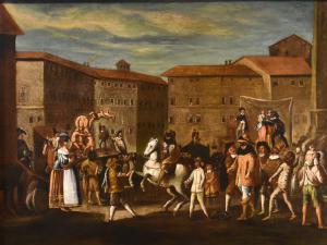 Carnaval em Roma na Piazza Navona, Michelangelo Cerquozzi (Roma 1602 – 1660) atelier