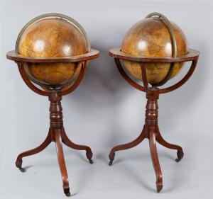 Coppia di globi Terrestre e Celeste, marcati Carys London, fine secolo XVIII