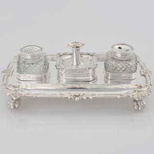 Calamaio in argento sterling Giorgio III, John Cramer, Londra, 1812